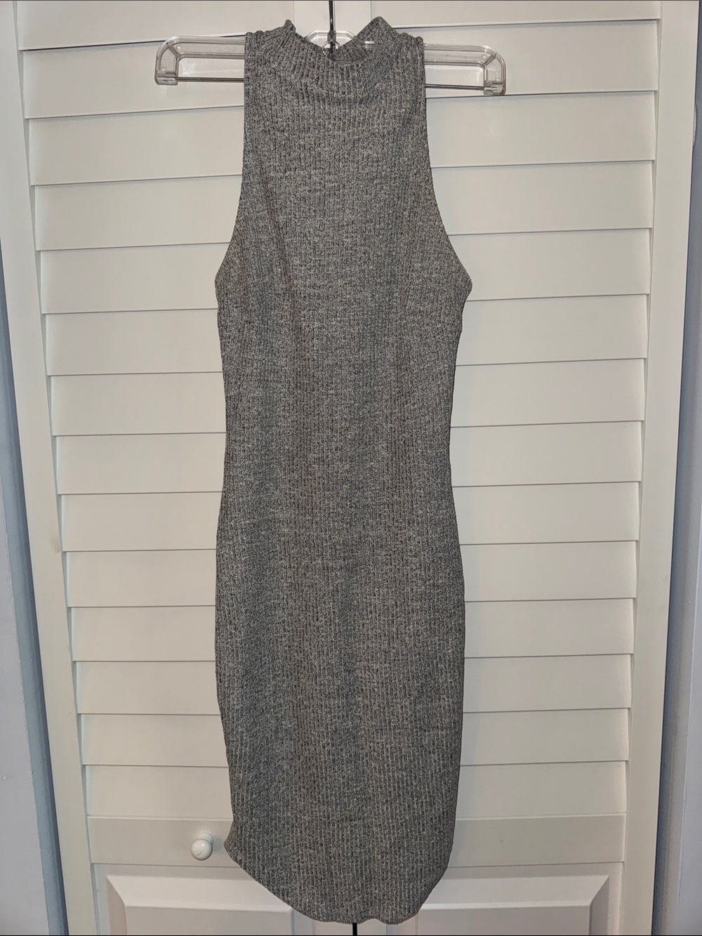 Sleeveless Gray Ribbed Midi Dress - Picture 1 of 4